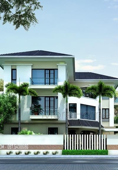 Thiết kế kiến trúc biệt thự mái thái hiện đại tại Móng cái, Quảng Ninh