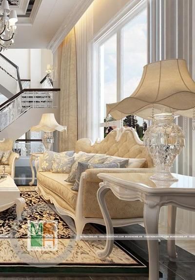 Nội thất biệt thự Vinhomes Riverside nổi bật với phong cách tân cổ điển sang trọng độc đáo HP0328