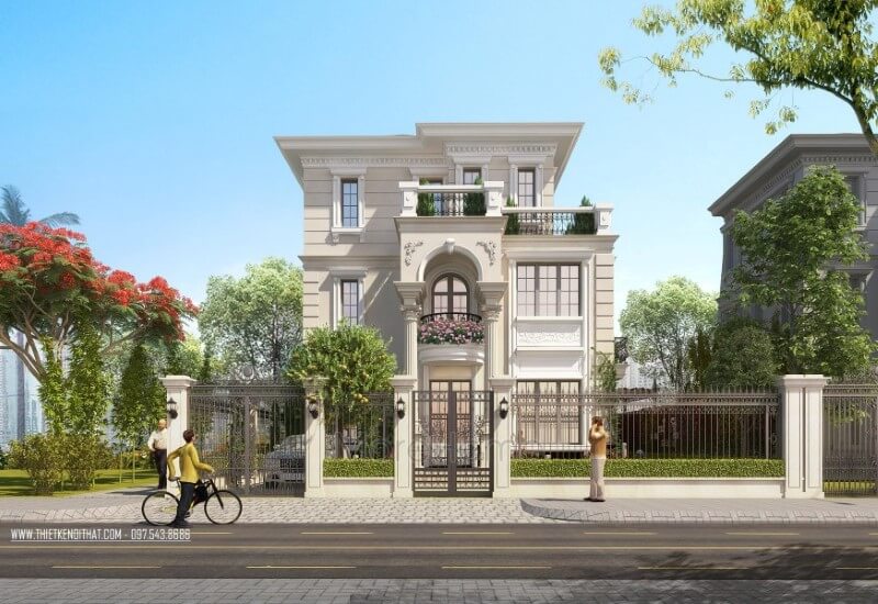 Công trình thiết kế biệt thự Splendora An Khánh kiến trúc tân cổ điển đẹp sang trọng tại huyện Hoài Đức Hà Nội thiết kế biệt thự đơn lập