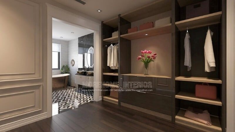 Mẫu tủ quần áo được làm từ gỗ công nghiệp giúp cho gia chủ dễ dàng lấy những món đồ cần thiết một cách nhanh chóng và đẹp không cánh.